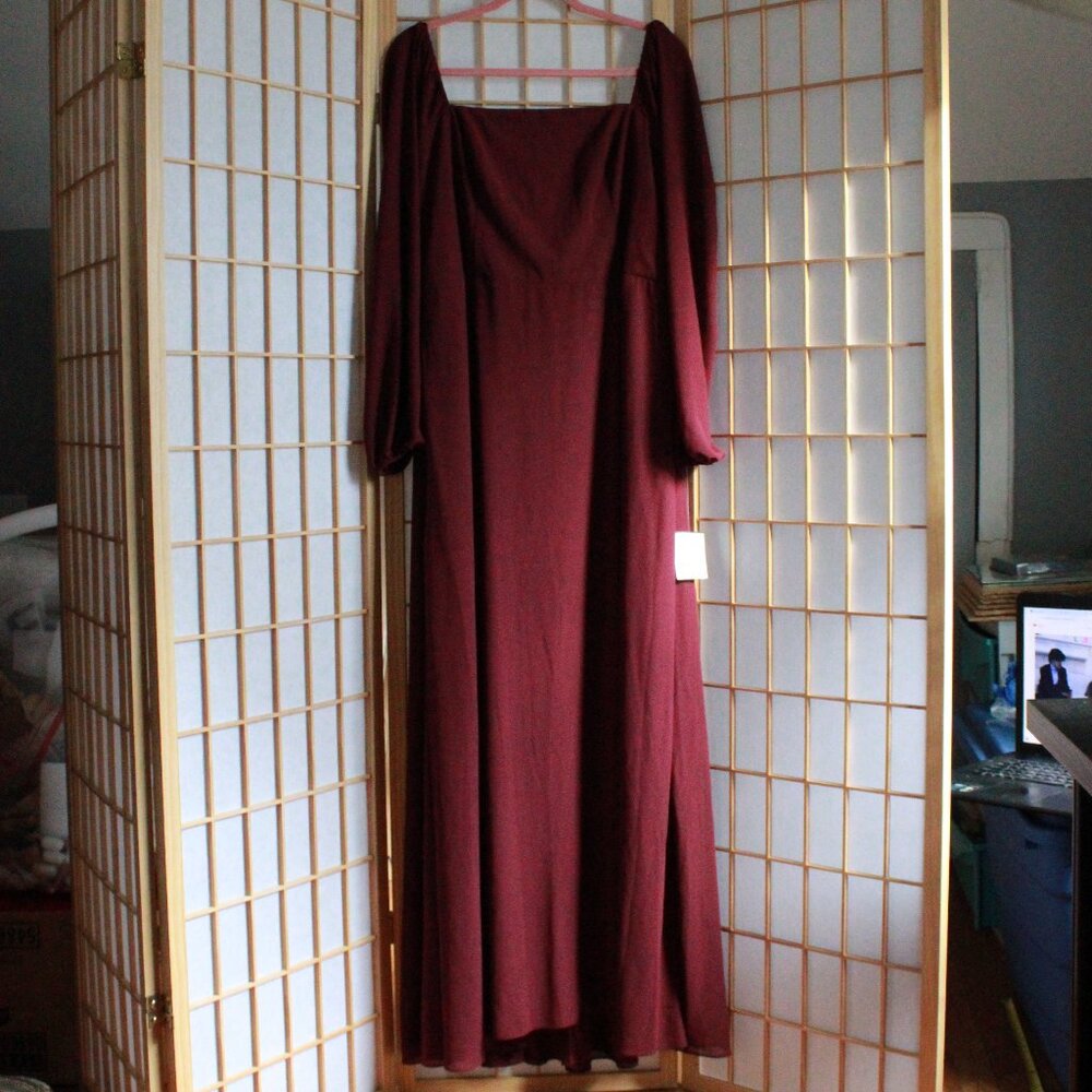 David's Bridal Studio Sheer Sleeved Formal Dress